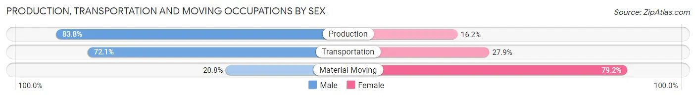 Production, Transportation and Moving Occupations by Sex in Zip Code 40146