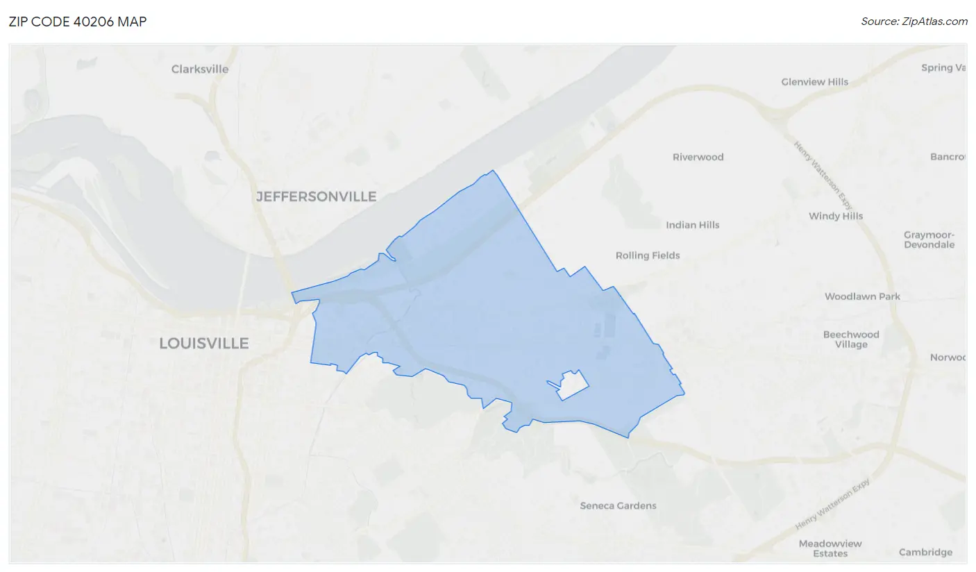 Zip Code 40206 Map