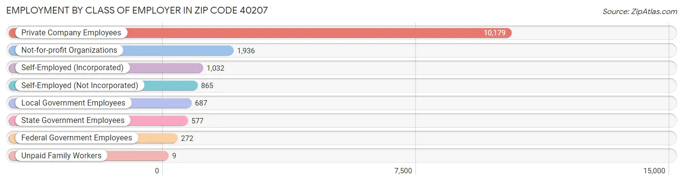 Employment by Class of Employer in Zip Code 40207