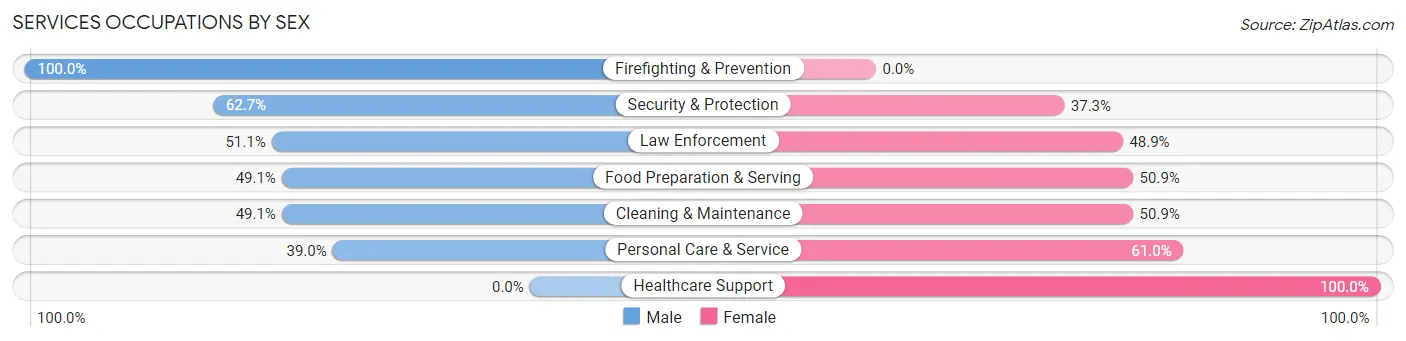 Services Occupations by Sex in Zip Code 40311