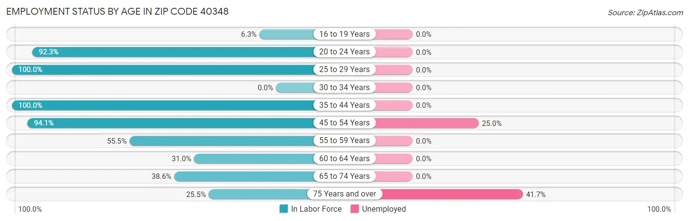 Employment Status by Age in Zip Code 40348