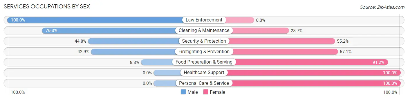 Services Occupations by Sex in Zip Code 40360