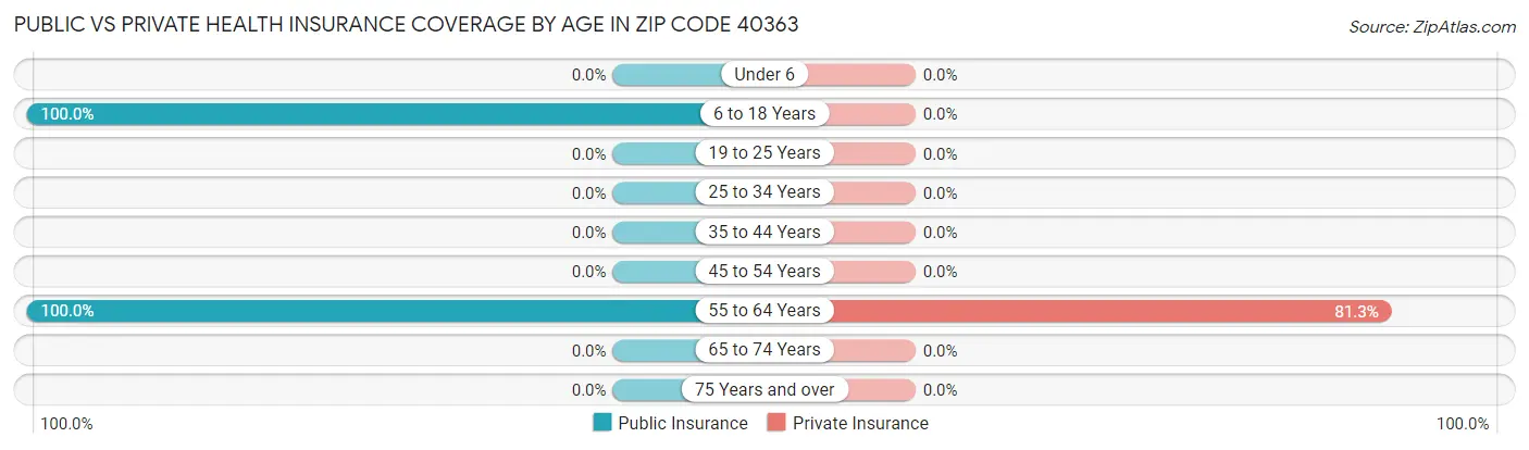 Public vs Private Health Insurance Coverage by Age in Zip Code 40363