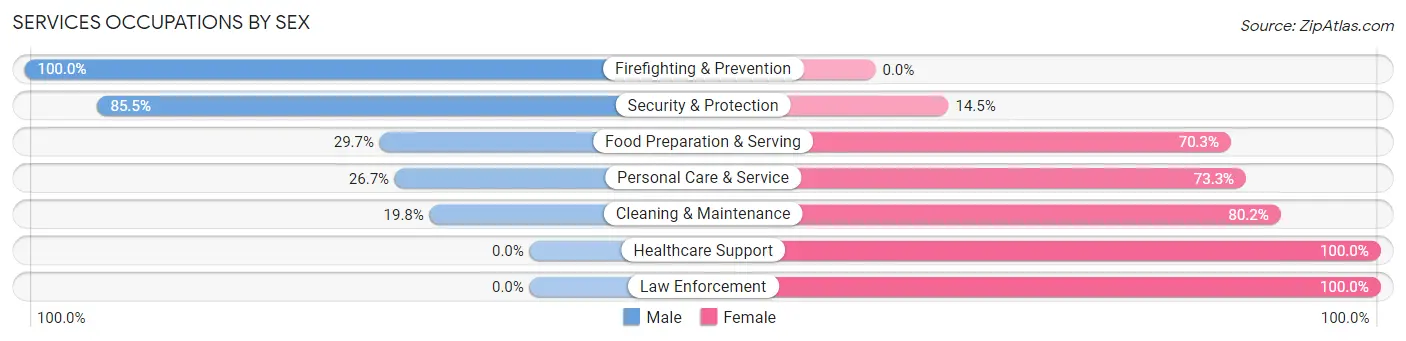 Services Occupations by Sex in Zip Code 40456