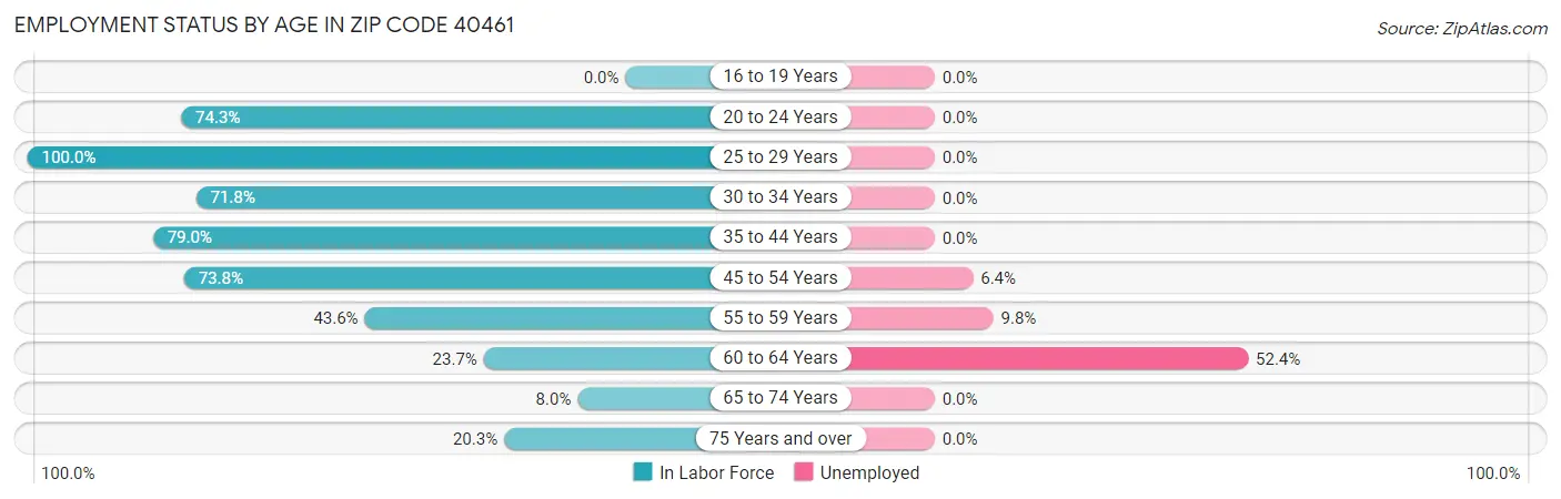 Employment Status by Age in Zip Code 40461