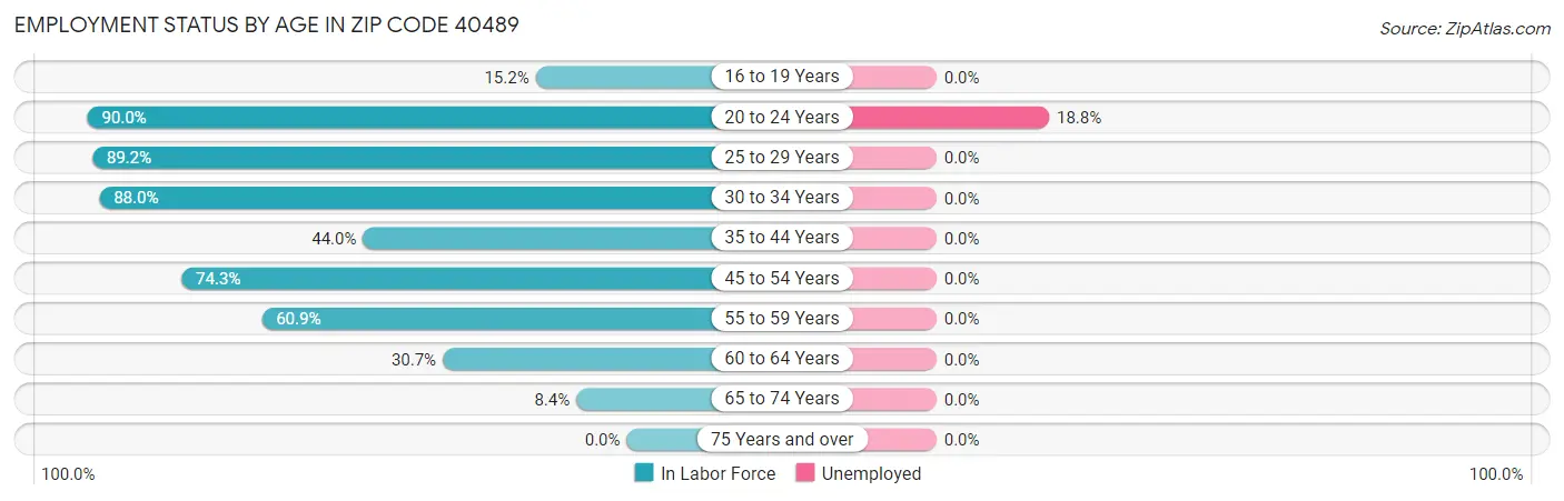 Employment Status by Age in Zip Code 40489