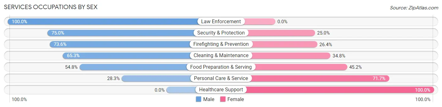 Services Occupations by Sex in Zip Code 40505