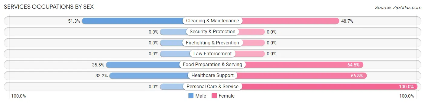 Services Occupations by Sex in Zip Code 40734