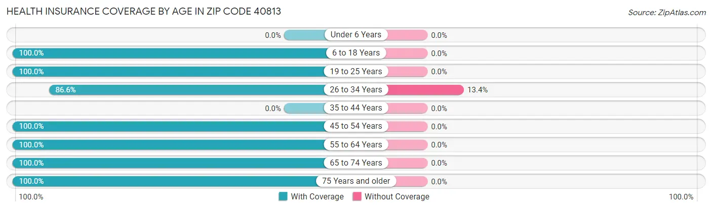 Health Insurance Coverage by Age in Zip Code 40813