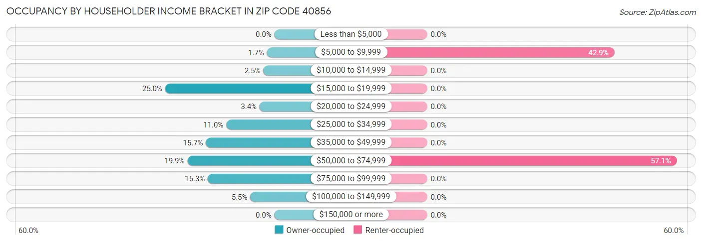 Occupancy by Householder Income Bracket in Zip Code 40856