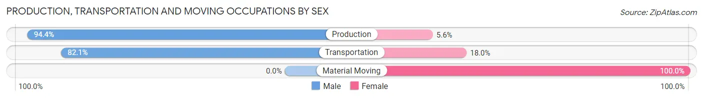 Production, Transportation and Moving Occupations by Sex in Zip Code 40856