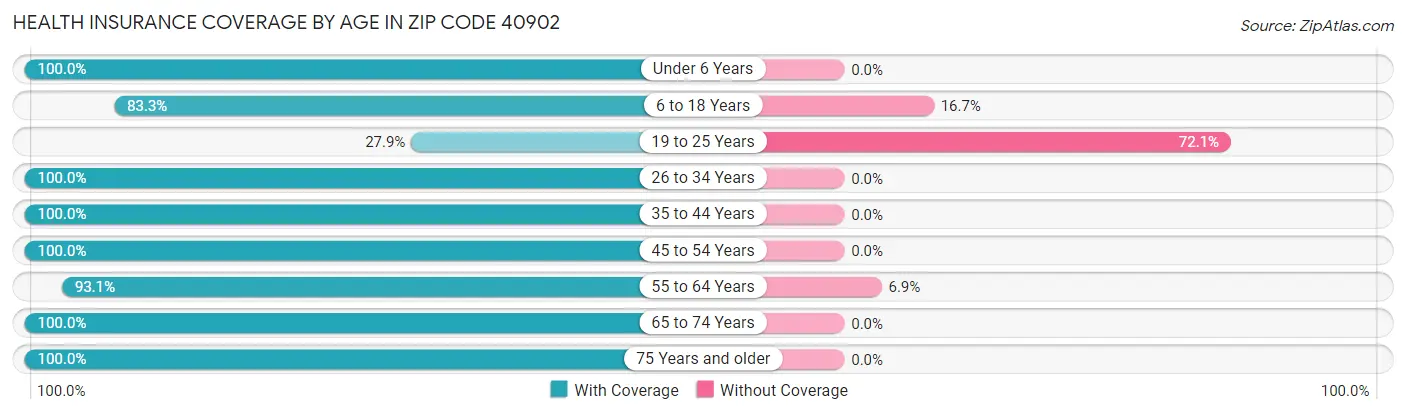 Health Insurance Coverage by Age in Zip Code 40902