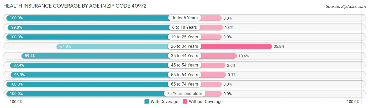 Health Insurance Coverage by Age in Zip Code 40972