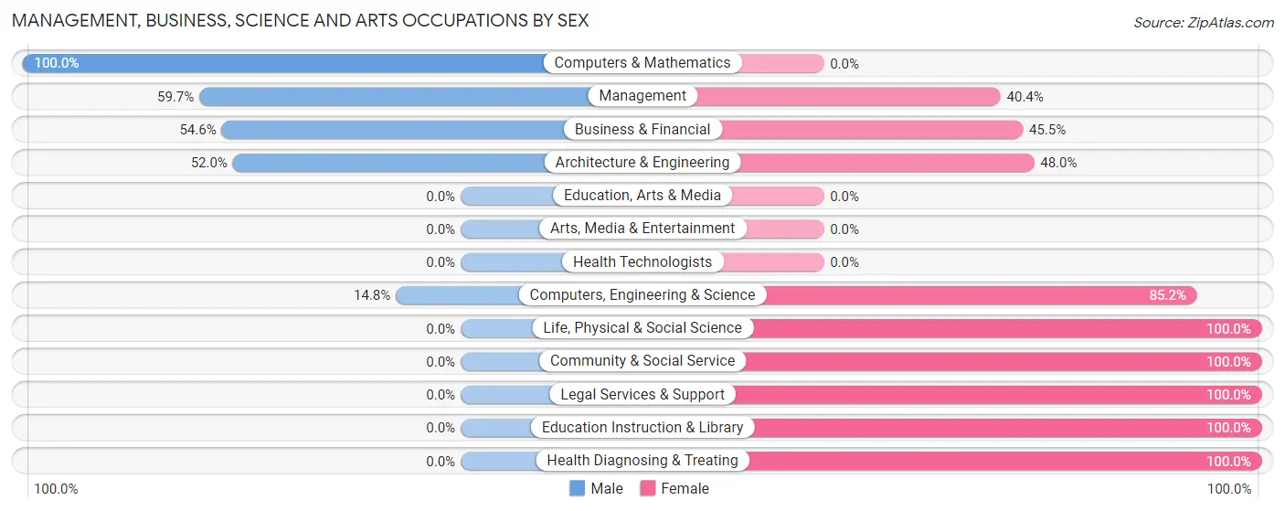 Management, Business, Science and Arts Occupations by Sex in Zip Code 41045