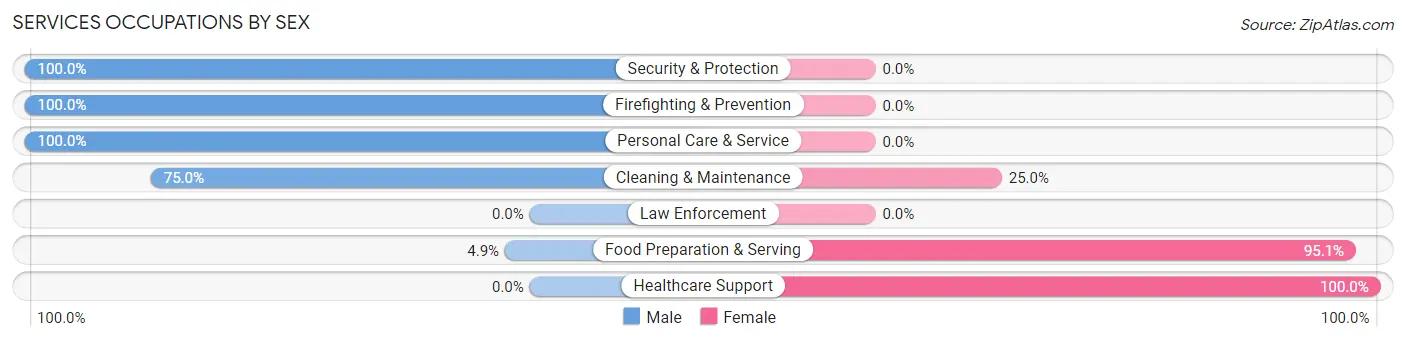 Services Occupations by Sex in Zip Code 41046