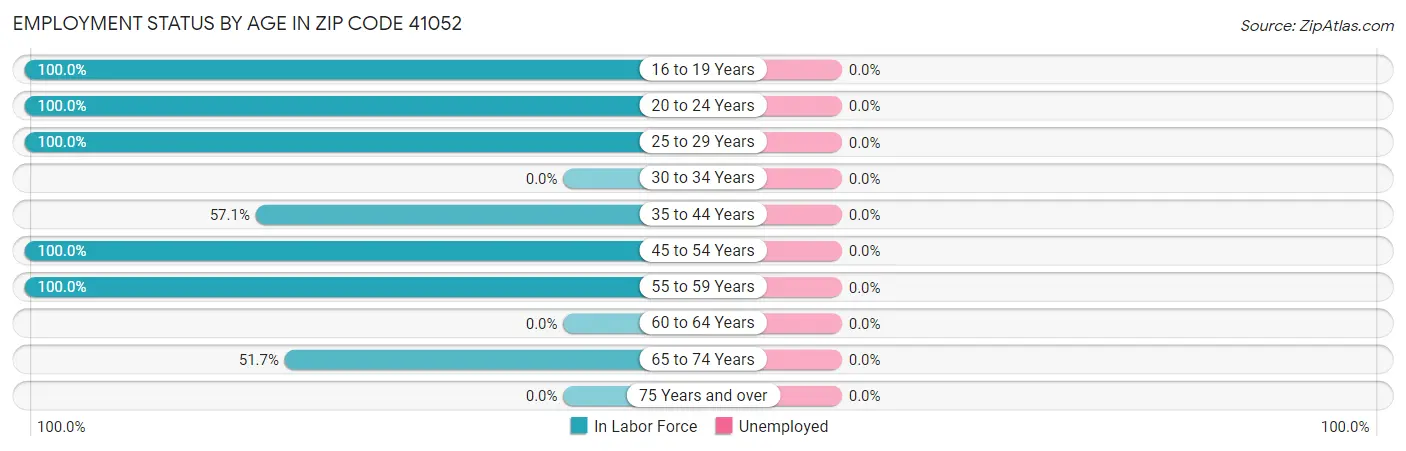 Employment Status by Age in Zip Code 41052