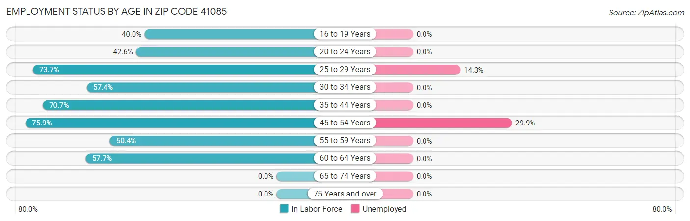 Employment Status by Age in Zip Code 41085