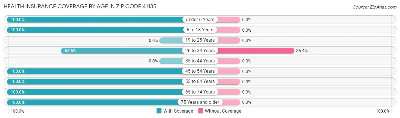 Health Insurance Coverage by Age in Zip Code 41135