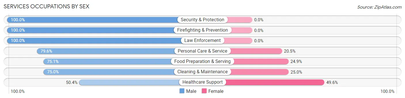 Services Occupations by Sex in Zip Code 41139