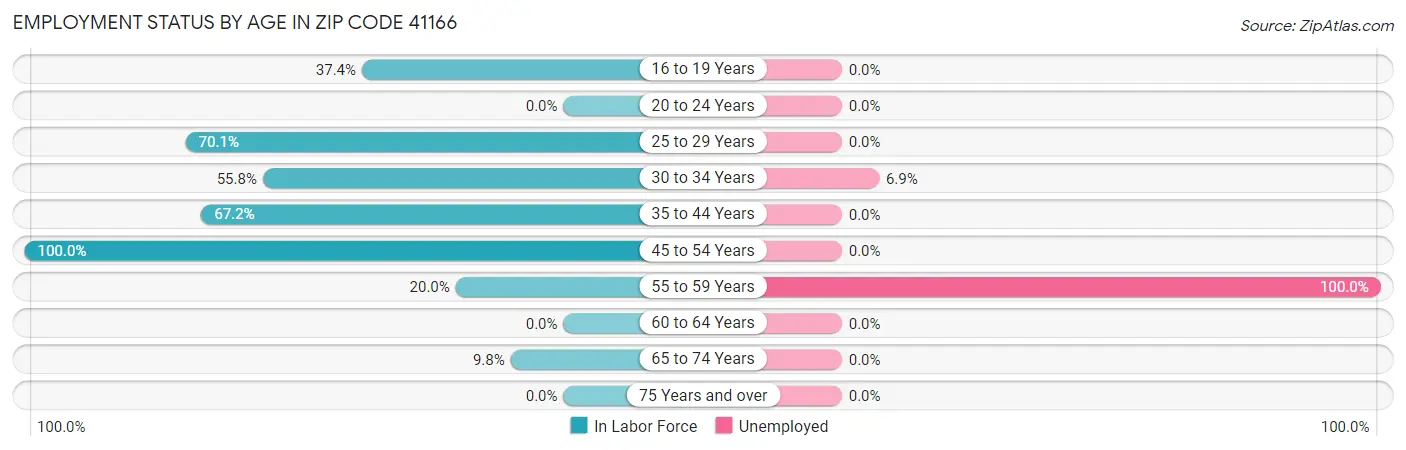 Employment Status by Age in Zip Code 41166