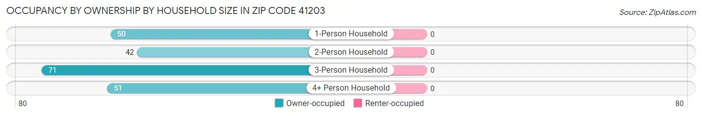 Occupancy by Ownership by Household Size in Zip Code 41203
