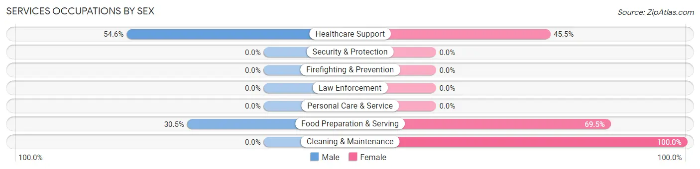 Services Occupations by Sex in Zip Code 41204