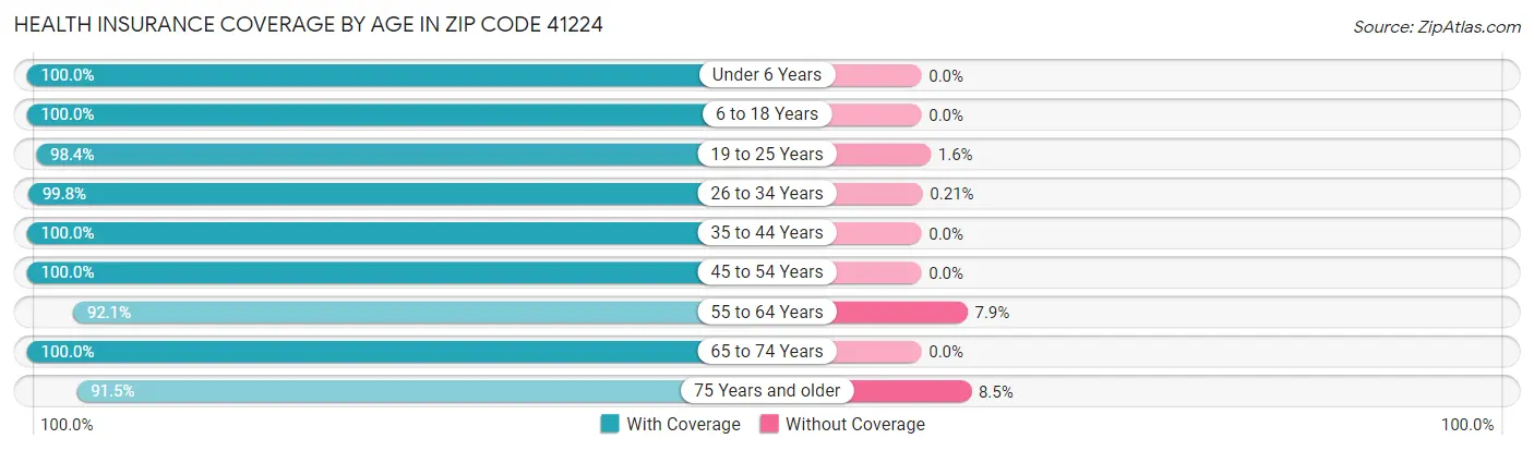 Health Insurance Coverage by Age in Zip Code 41224