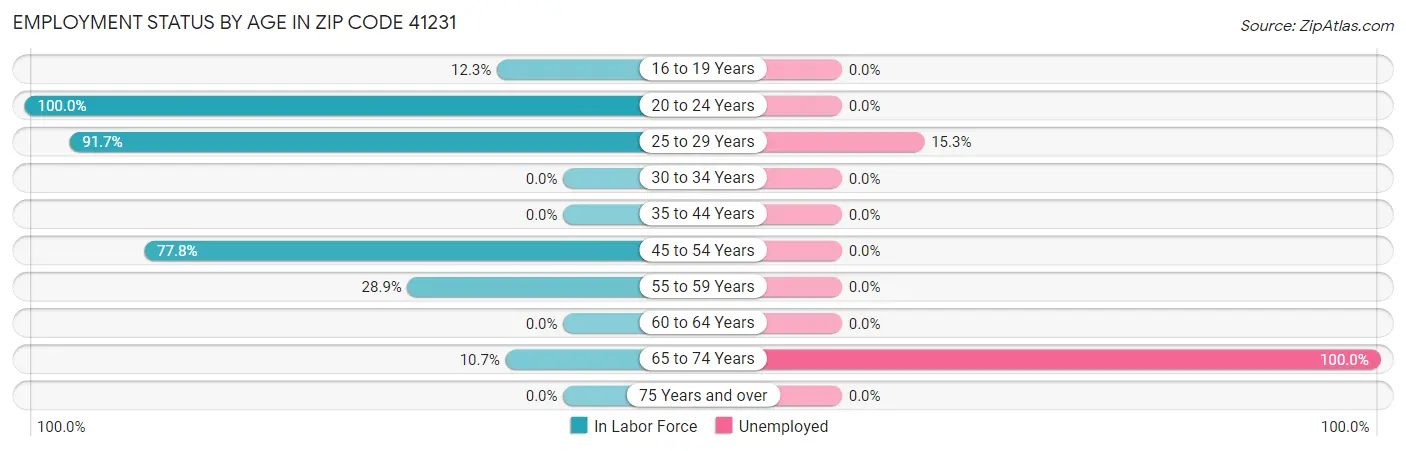 Employment Status by Age in Zip Code 41231