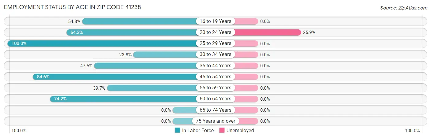 Employment Status by Age in Zip Code 41238