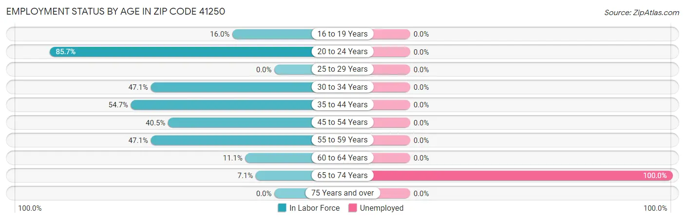 Employment Status by Age in Zip Code 41250