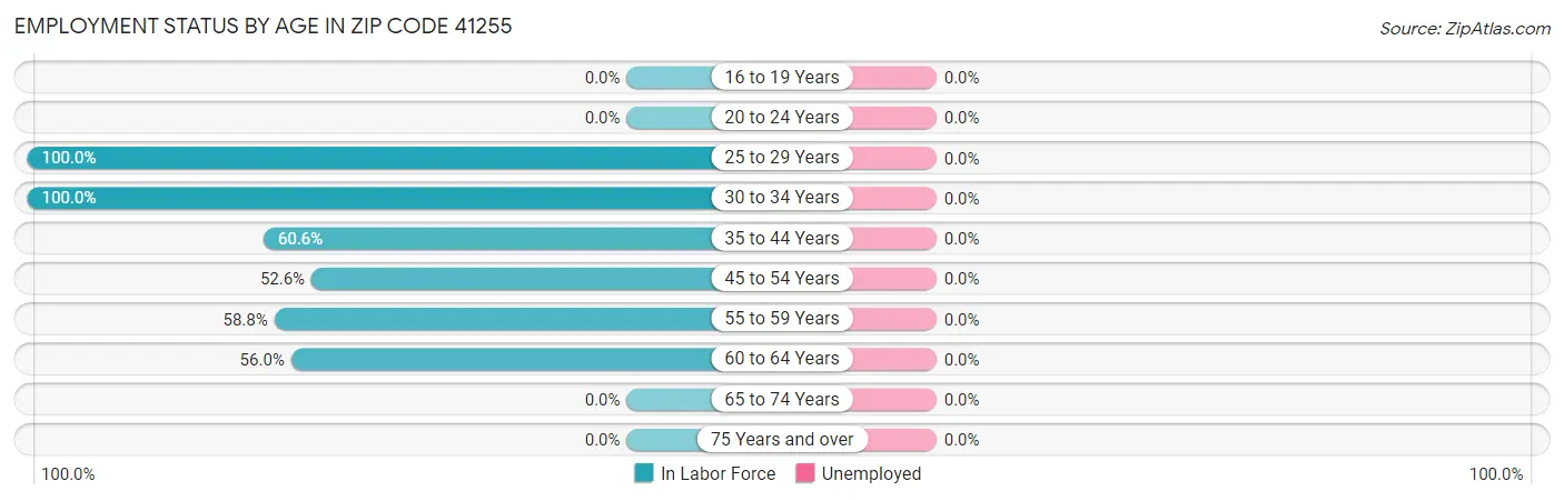 Employment Status by Age in Zip Code 41255