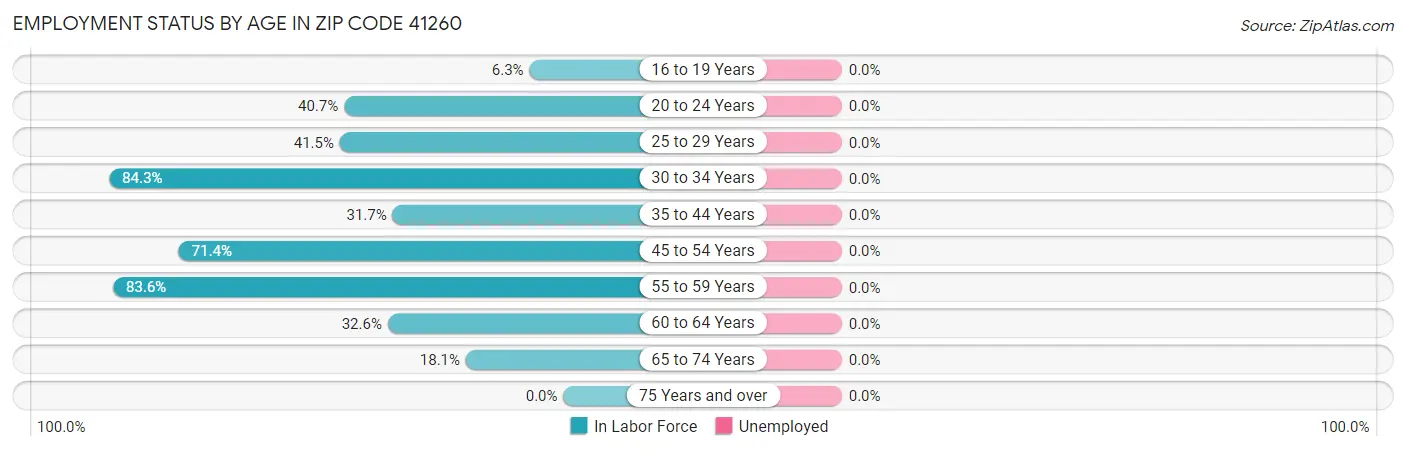 Employment Status by Age in Zip Code 41260