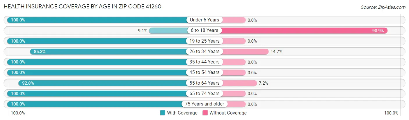 Health Insurance Coverage by Age in Zip Code 41260