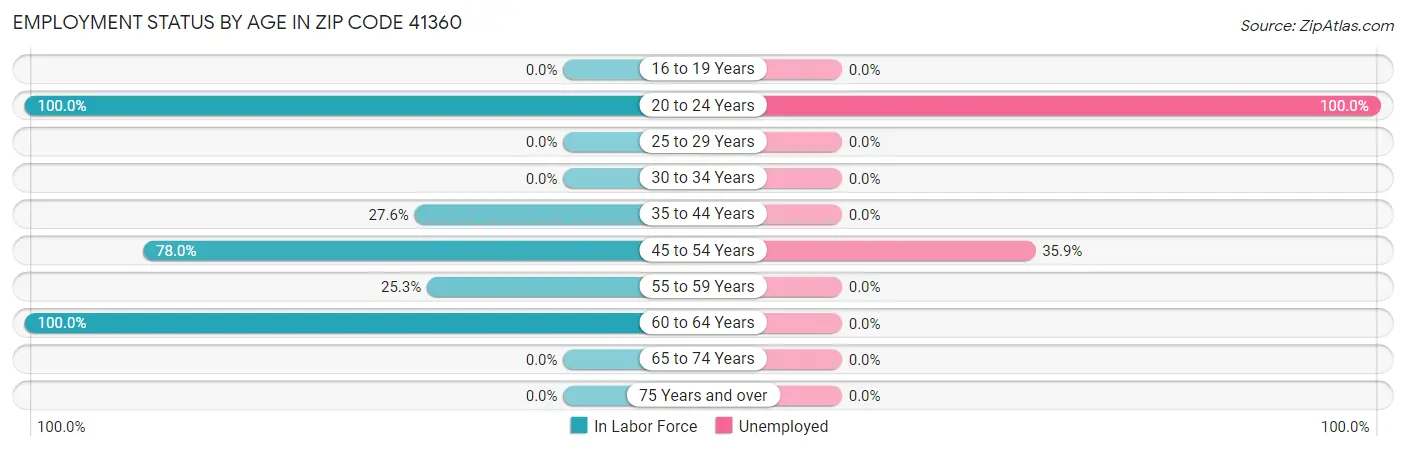 Employment Status by Age in Zip Code 41360