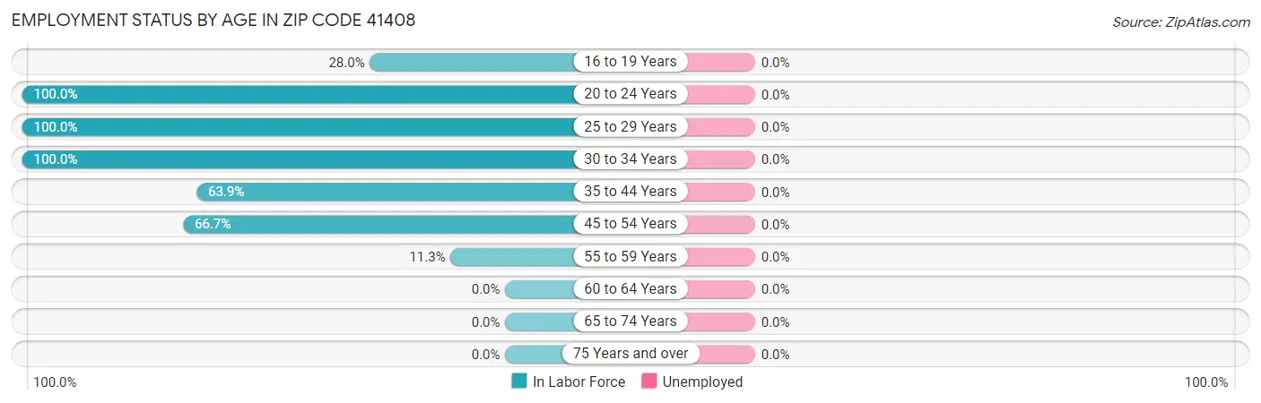 Employment Status by Age in Zip Code 41408