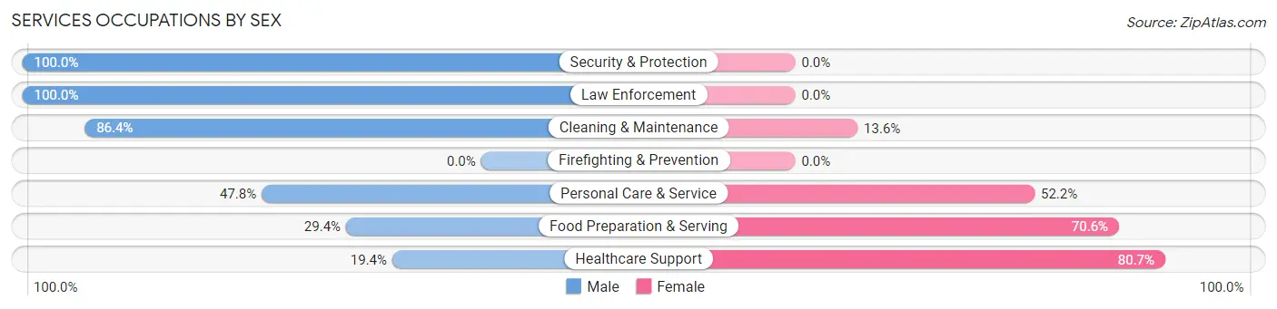 Services Occupations by Sex in Zip Code 41465