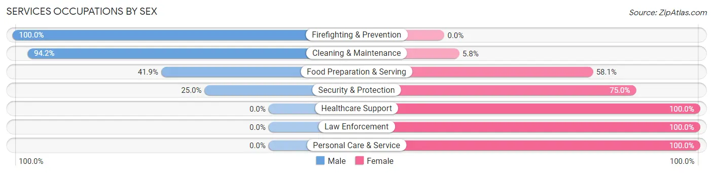 Services Occupations by Sex in Zip Code 41522