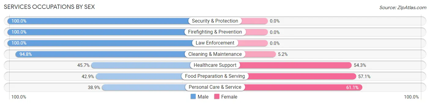 Services Occupations by Sex in Zip Code 41537