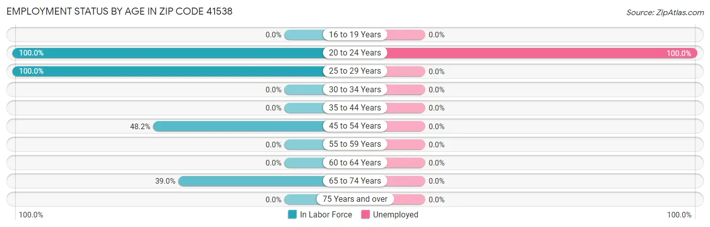 Employment Status by Age in Zip Code 41538