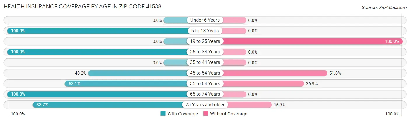 Health Insurance Coverage by Age in Zip Code 41538
