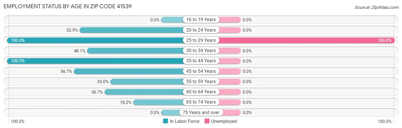 Employment Status by Age in Zip Code 41539