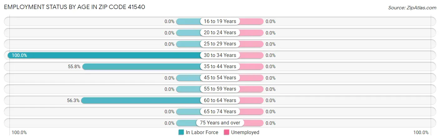 Employment Status by Age in Zip Code 41540
