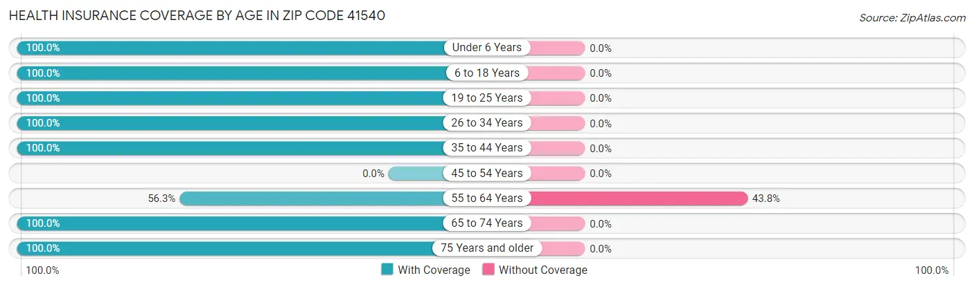 Health Insurance Coverage by Age in Zip Code 41540