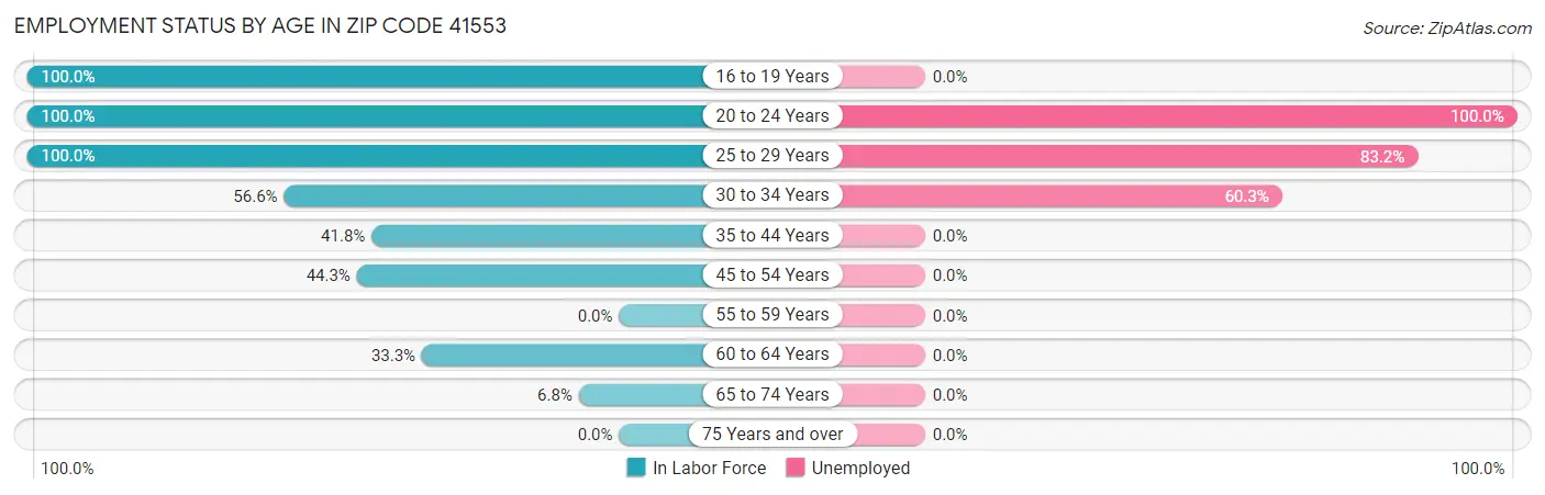 Employment Status by Age in Zip Code 41553
