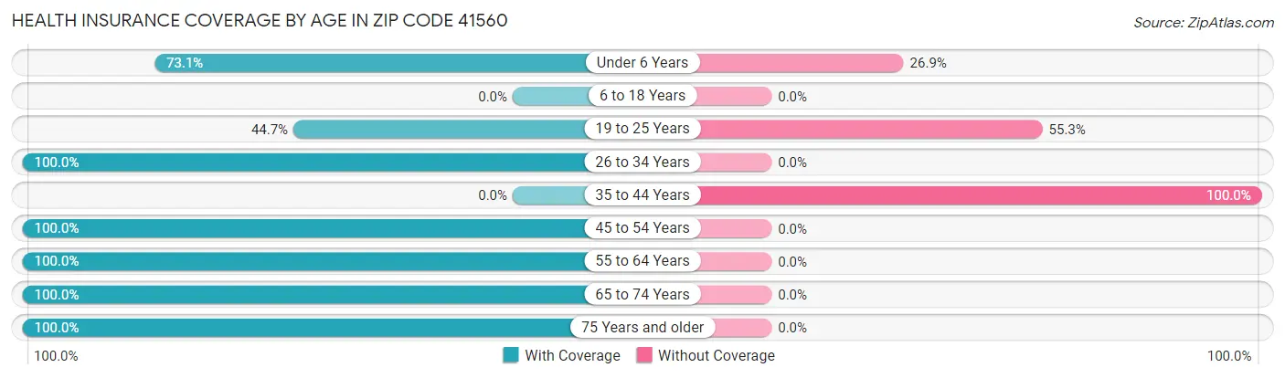 Health Insurance Coverage by Age in Zip Code 41560