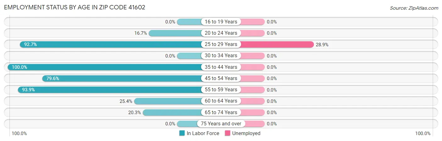 Employment Status by Age in Zip Code 41602