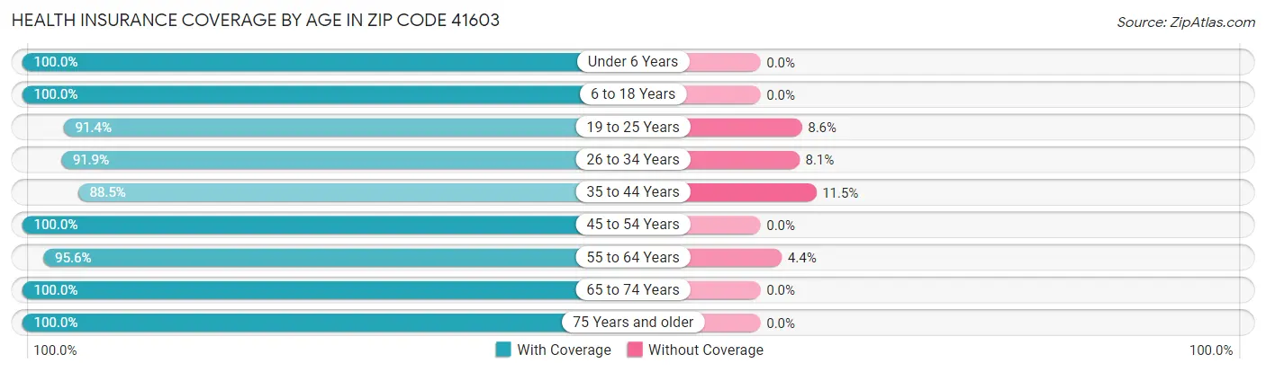 Health Insurance Coverage by Age in Zip Code 41603