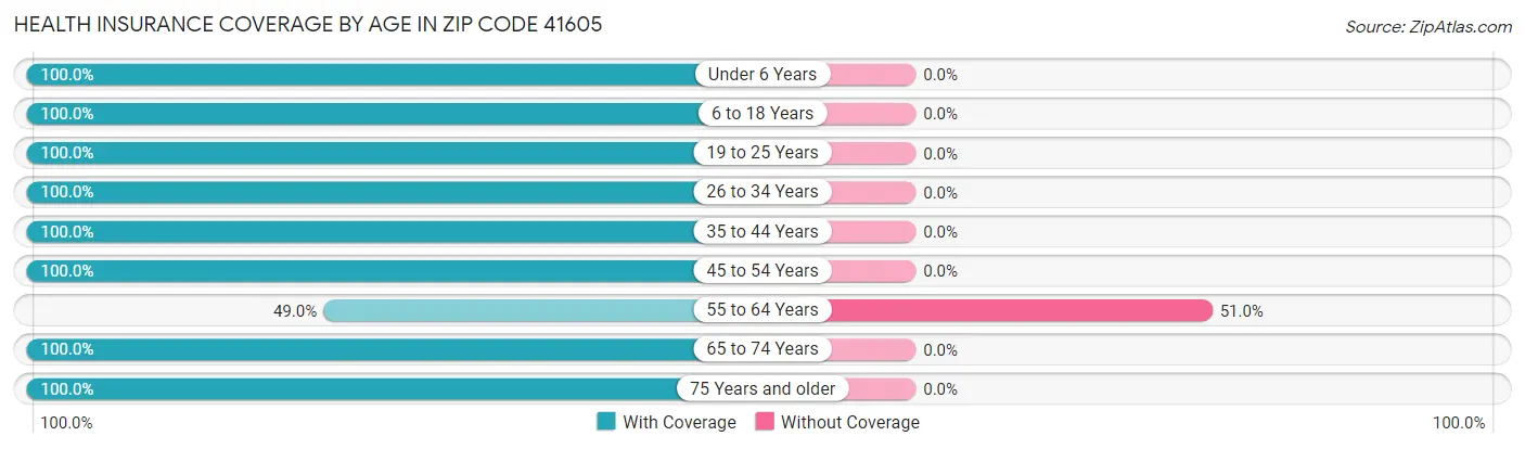 Health Insurance Coverage by Age in Zip Code 41605