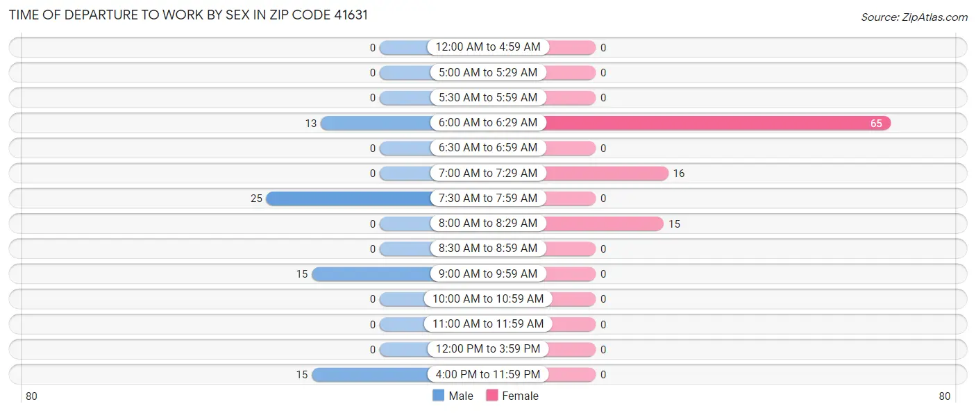 Time of Departure to Work by Sex in Zip Code 41631