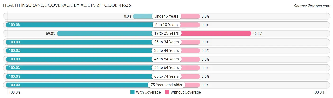 Health Insurance Coverage by Age in Zip Code 41636